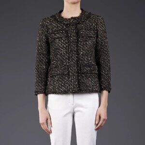 Michael Kors Collection Metallic Tweed Jacket in Black/Gold Size 6